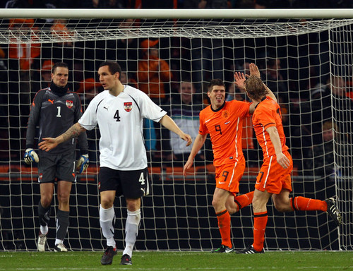 K. J. Huntelaar playing for the Netherlands
