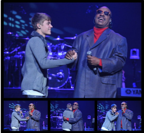  Justin Bieber with Stevie Wonder charity benefit