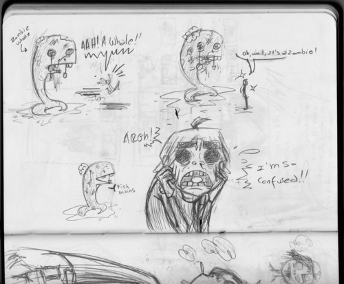 2D & zombie whale sketches
