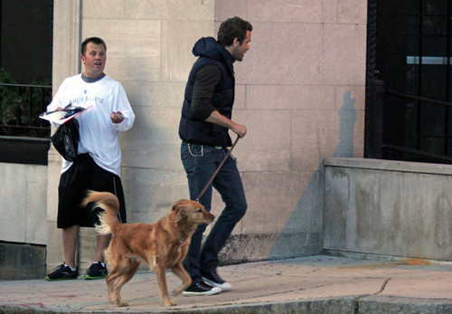  Ryan Reynolds Takes His Dog For A Walk In Boston