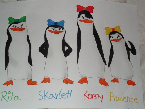my fictional penguins (Skarlett, Rita, Prudence and Konny)