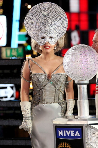  Lady Gaga pushing the countdown button on NYE