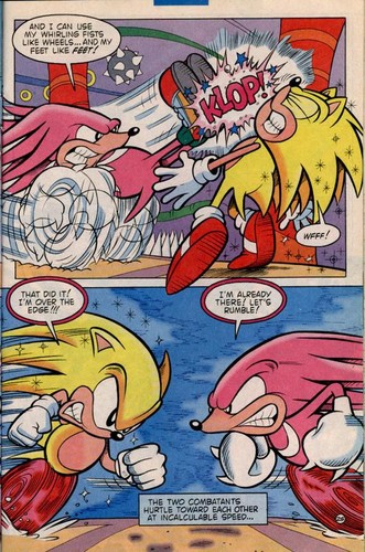  knukles is beating the crap out of super sonic