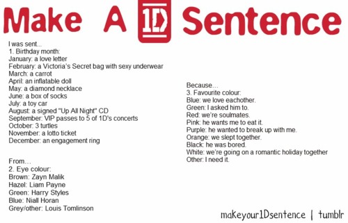  1D sentence maker ! ♥