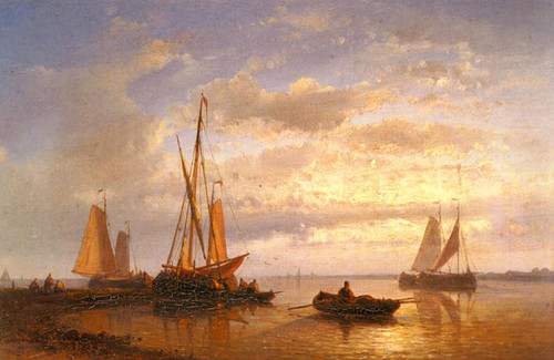  Hulk Abraham Dutch Fishing Vessels In A Calm At Sunset