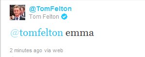  Tom tweets 'Emma'