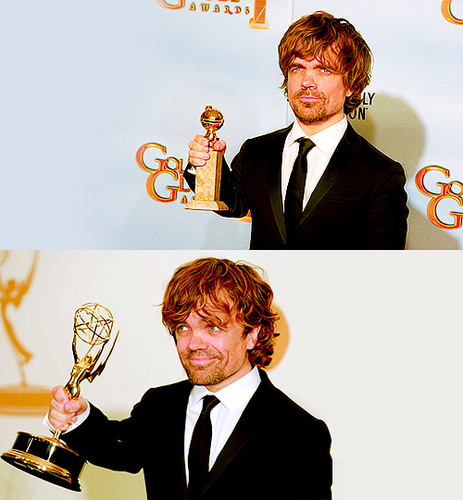  Peter Dinklage (w/ his emmy & his golden globe)