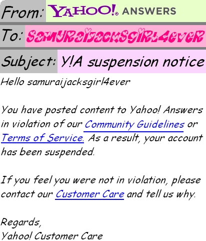  Y!A suspension notice