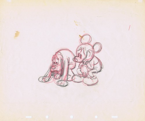  Walt disney Sketches - Pluto & Mickey ratón