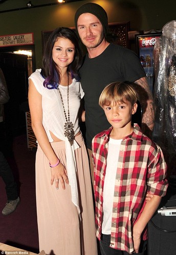  David, Romeo Beckham and Selena Gomez