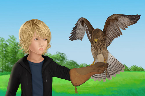 Little Jace and his falcon