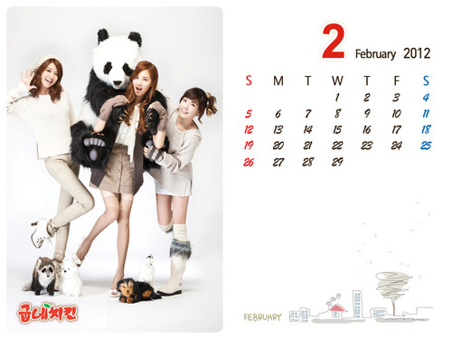  SNSD @ Goobne Chicken پیپر وال Calendar - February