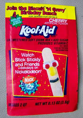 Stick Stickly on an Old Kool-Aid Packet!