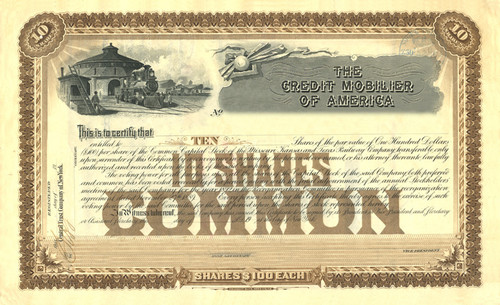  Credit Mobilier stock certificate from Episode 1