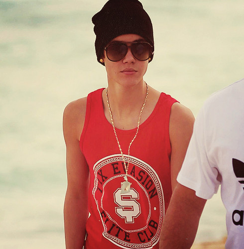  Justin Bieber in Miami 바닷가, 비치