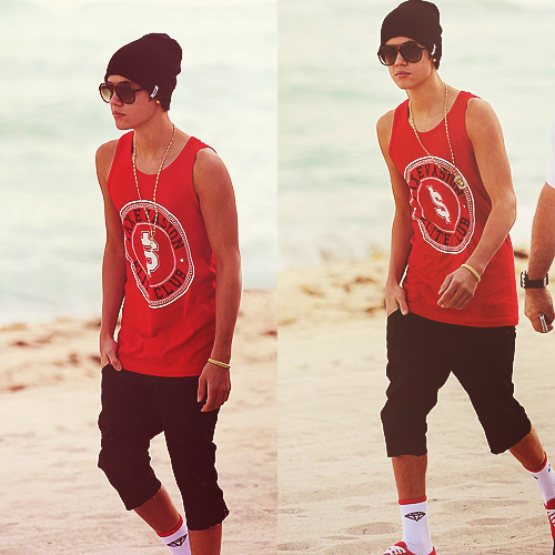  Justin Bieber in Miami plage