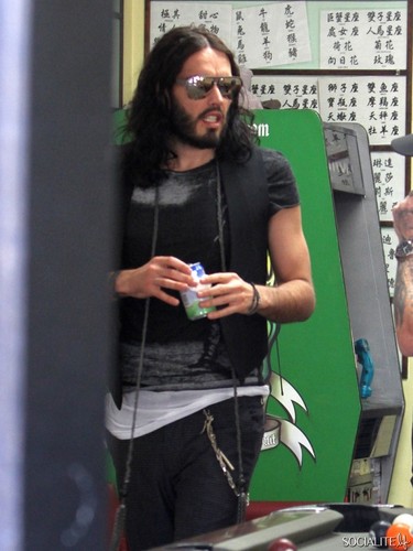 Russell Brand Plays Pool With His Buddies