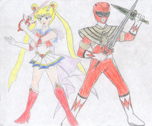 Red Ranger and Sailor Moon