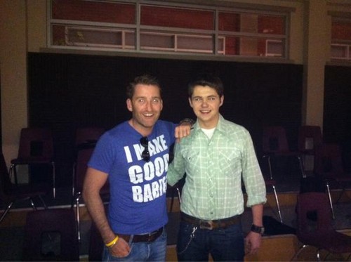  Paul: damianmcginty and myself in the choir room at mckinnley high.great day....now to party!!