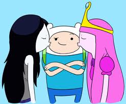  Finn with Marceline the vampire Queen and Princess Bubblegum