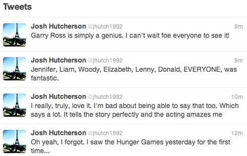  Josh tweets about The Hunger Games