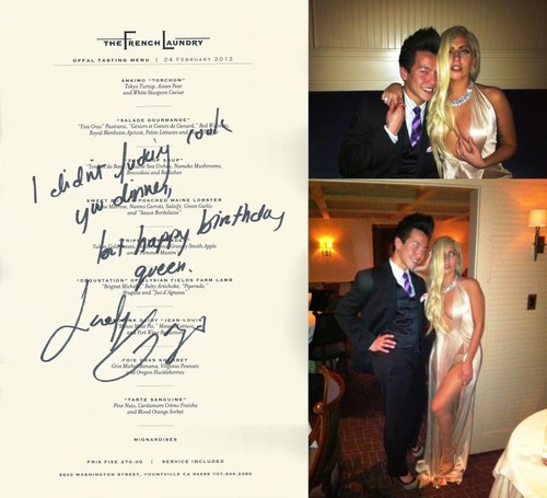  Lady Gaga at The French Laundry in Napa Valley with a Фан