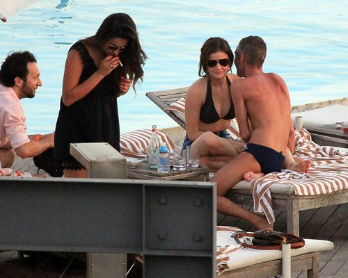  Lucy Hale and Shay Mitchell at their hotel swimming pool in Rio (February 29).