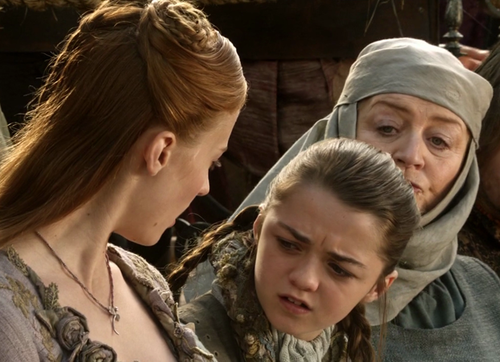 Sansa and Arya with Mordane