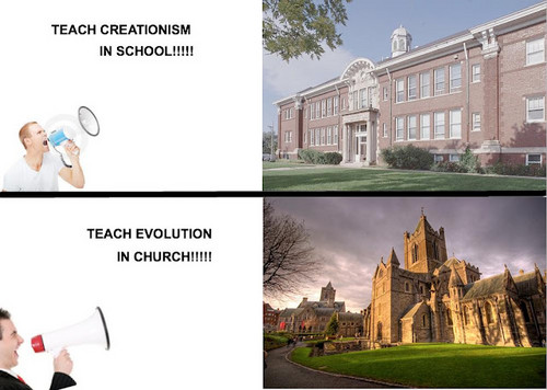  creation in school & evolution in church
