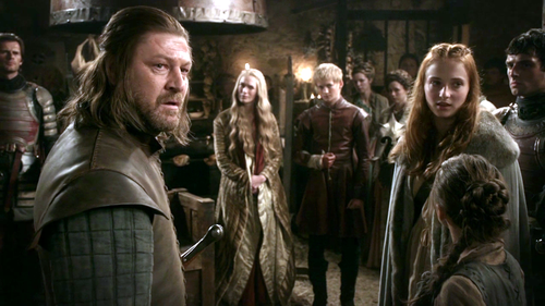  Eddard, Sansa and Arya with Cersei and Joffrey