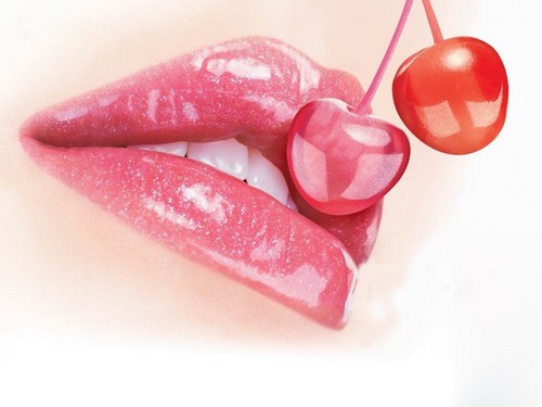  merah jambu Lips with Cherries