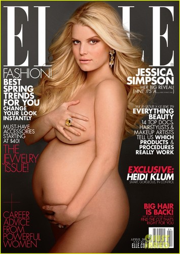  Jessica Simpson: Nude & Pregnant on 'Elle' Cover