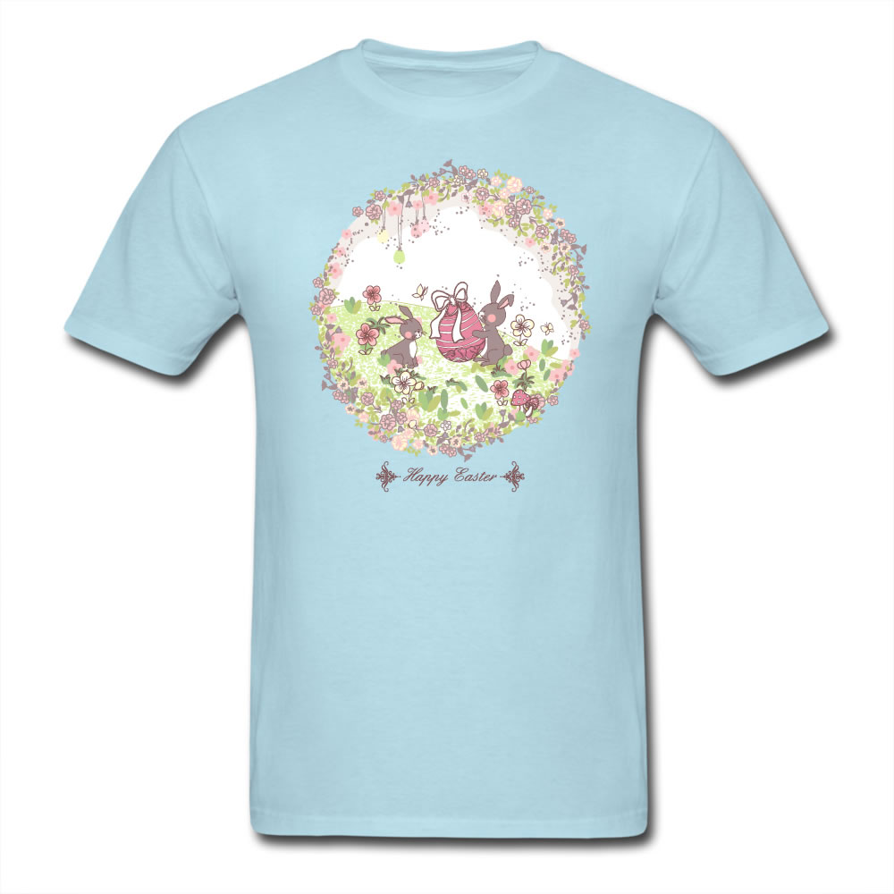Two Lovely Bunnies in Wreath - Happy Easter T-Shirt - Custom Tee Shirts ...