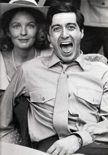  Diane Keaton and Al Pacino on the set of The Godfather