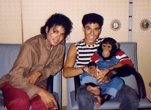Michael Jackson and his pet Bubbles Jackson