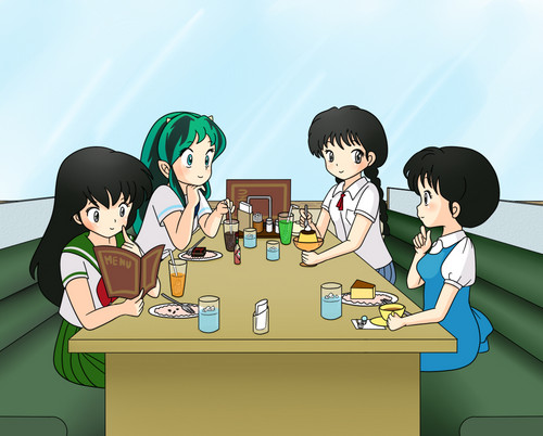 Rumic Girls_ Invader Lum, Akane Tendo, Kagome Higurashi, and Sakura Mamiya