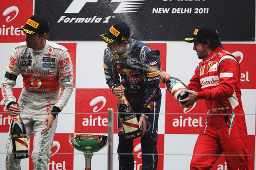  Jenson,Alonso And Vettel On Podium