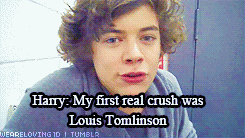  Harry talks about his first crush and it's for Louis x)