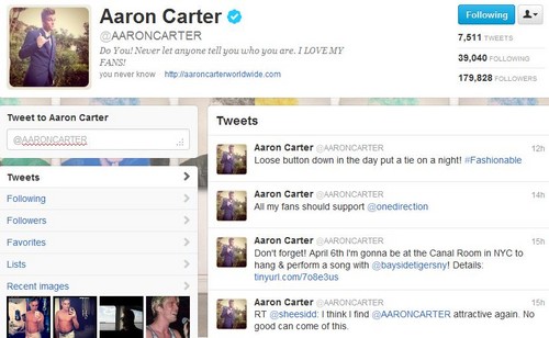  Aaron Carter supports One Direction <3