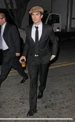  HQ Pics - Ian leaves Perez Hilton’s Mad Hatter themed B-day Party 24th March 2012