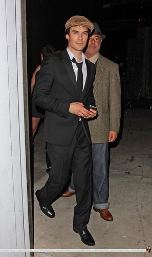  HQ Pics - Ian leaves Perez Hilton’s Mad Hatter themed B-day Party 24th March 2012