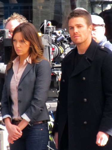  On the set of "Arrow"