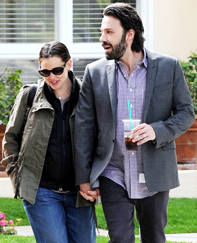 Ben and Jen holding hands as they leave their girls'school