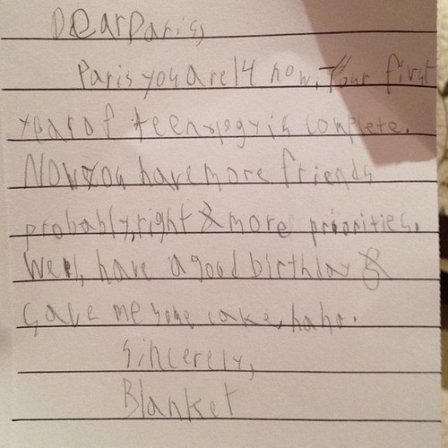 Blanket's birthday message to his sister paris so sweet :)