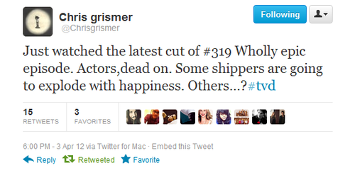  Chris Grimer's tweet for 3x19!