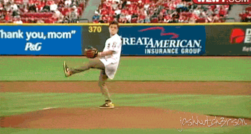  Throwing the ceremonial pitch at Cincinnati Reds Game