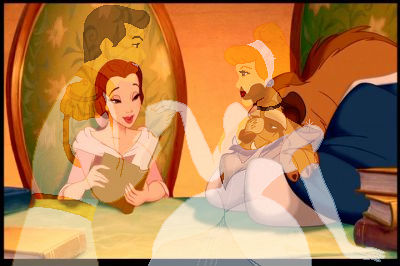  Belle reads Cinderella to the Beast