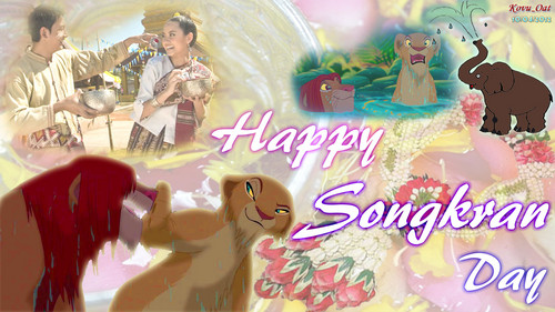 Happy Songkran día Festival with Lion King