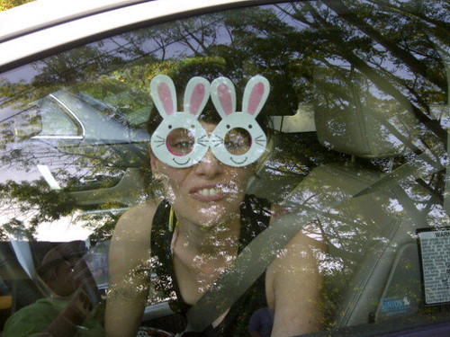  Lena Headey in Easter Bunny Glasses