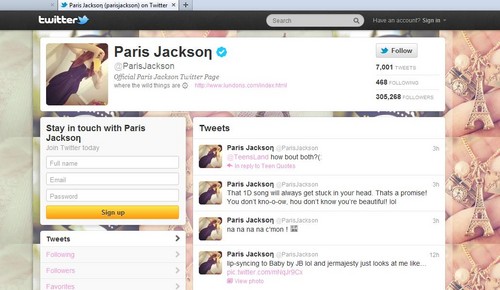  Michael Jackson's daughter Paris Jackson tweets about her 가장 좋아하는 One Direction Song :)